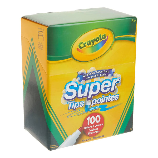 Crayola Marcador Lavable Super Tips 100 Unid Colores Vibrantes Ideal Para Niños Y Adultos