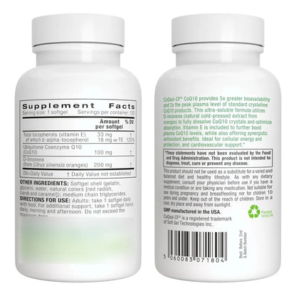 Coenzima Q10 100 Mg Con D Limoneno 5 Veces Mas Biodisponible 120 Capsulas