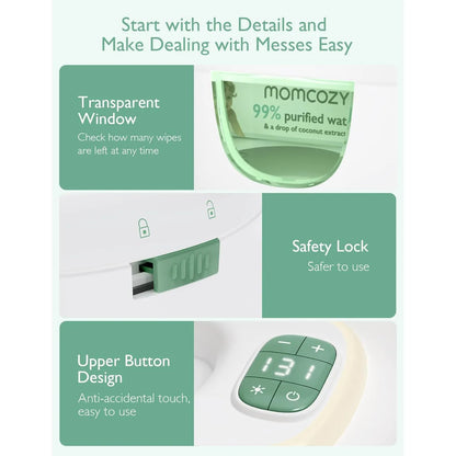 Calentador De Toallitas Bebé Momcozy Dispensador Gran Capacidad 4 Temperaturas