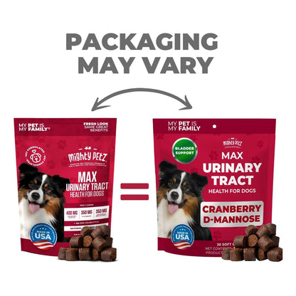 Mighty Petz Max Arándano Tratamiento UTI Canino Suplemento Urinario Con D Manosa