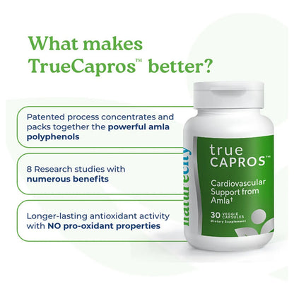 True Capros Amla Extracto Polifenol Antioxidante 60 Cápsulas Vegano Salud Cardiovascular