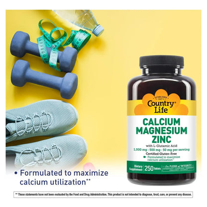 Suplemento De Calcio Magnesio Zinc Con Vitamina D3 Para Huesos Fuertes 250 Tabletas