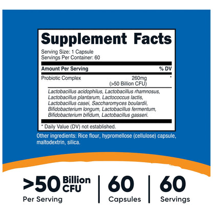Complejo Probiótico 50 Mil Millones UFC 60 Cápsulas Digestión Saludable