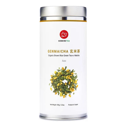 Té Genmaicha Orgánico Matcha Verde Arroz Integral Japón Lata 100g
