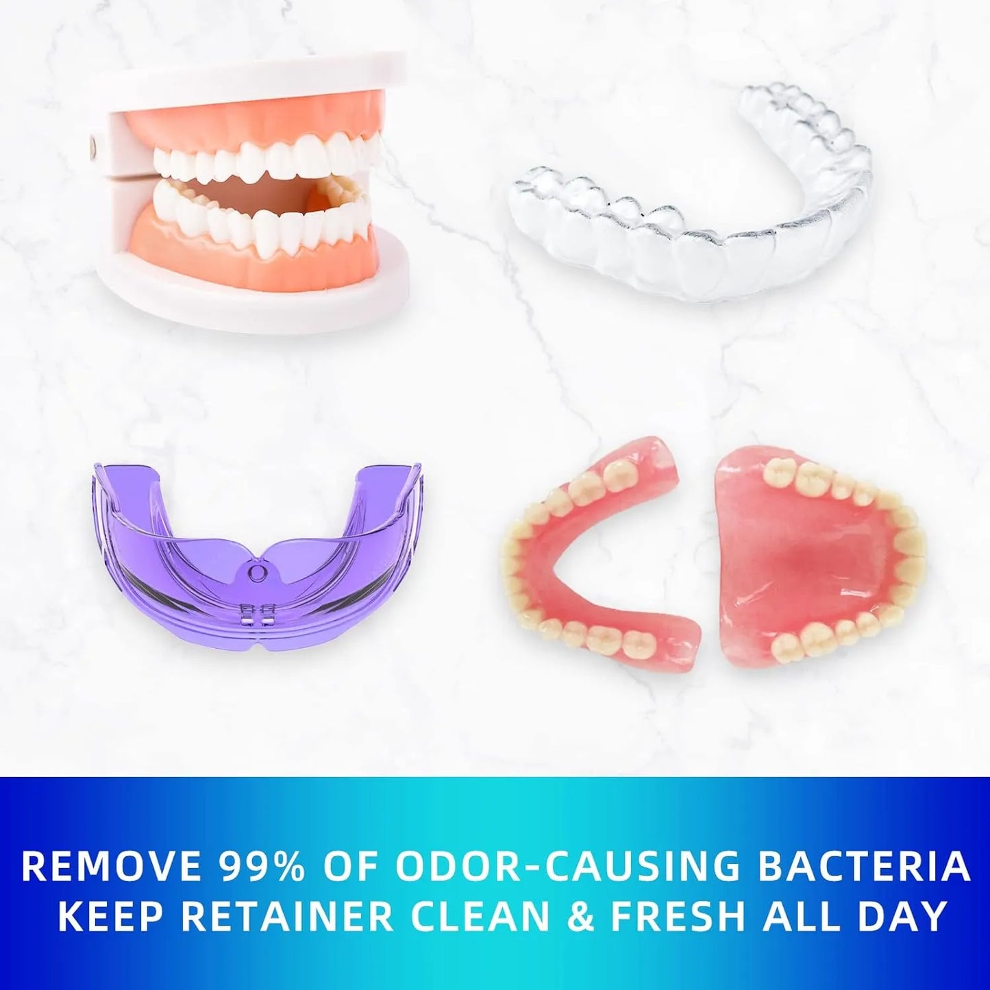 Tabletas Limpiadoras Dentaduras Retenedores 120 Unidades 4 Meses Frescura Profunda