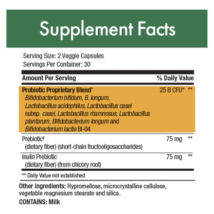 PurBiotic Ultra 25 Billones De CFU Probiótico Para Salud Digestiva E Inmune 60 Cápsulas