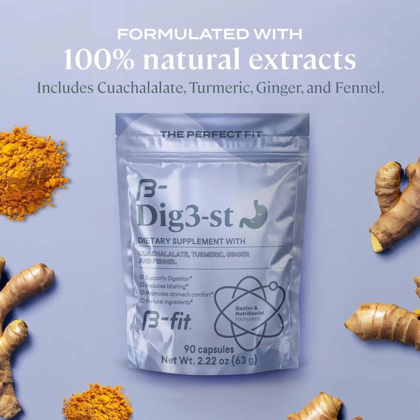 Capsulas Digestivas Naturales Jengibre Curcuma Hinojo Cuachalalato 60 Unidades