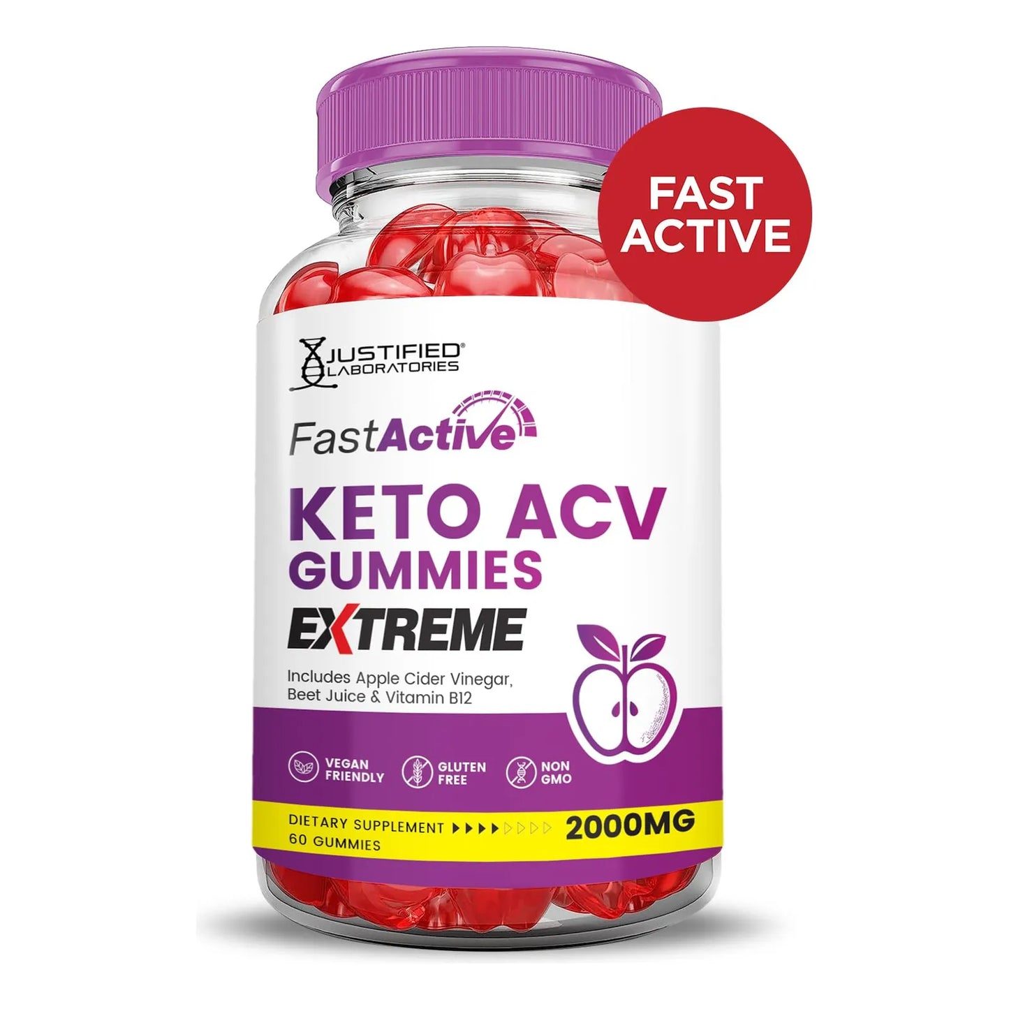 Gomitas Fast Active Keto ACV Extreme 2000 Mg Con Jugo De Granada Y Vitamina B12