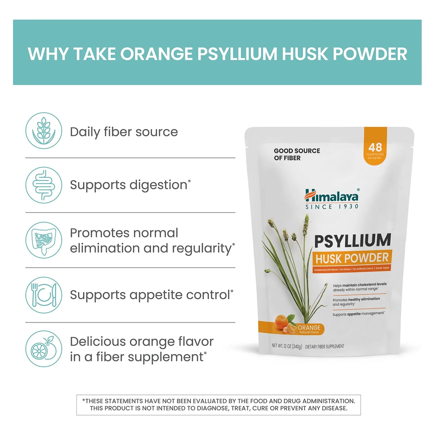 Polvo De Cáscara De Psyllium Naranja Fibra Diaria 340 G Suplemento Digestivo Vegano