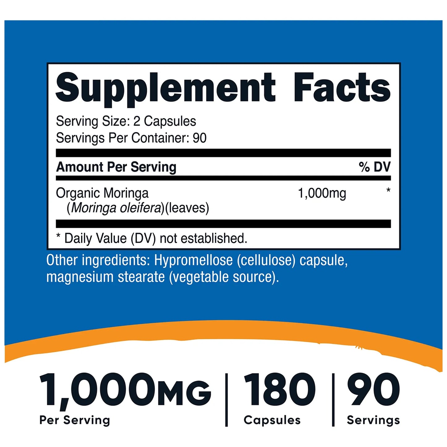 Cápsulas De Moringa 500 Mg 180 Unidades Energía Natural Vegetariano Sin Gluten