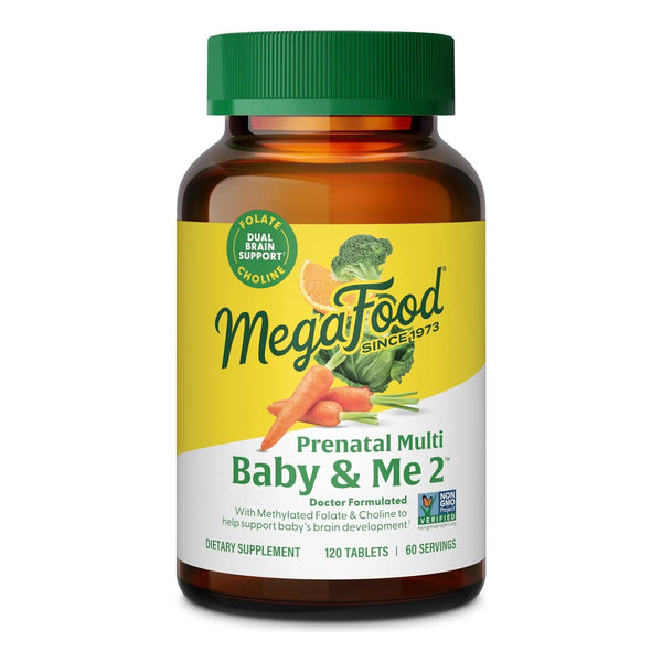 Vitaminas Prenatales Madre Y Bebe Megafood 120 Tabletas Nutricion Optima