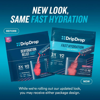 Electrolitos En Polvo DripDrop ORS Sabor Uva Ponche Frutas Limonada Fresa Cereza 32 Unidades
