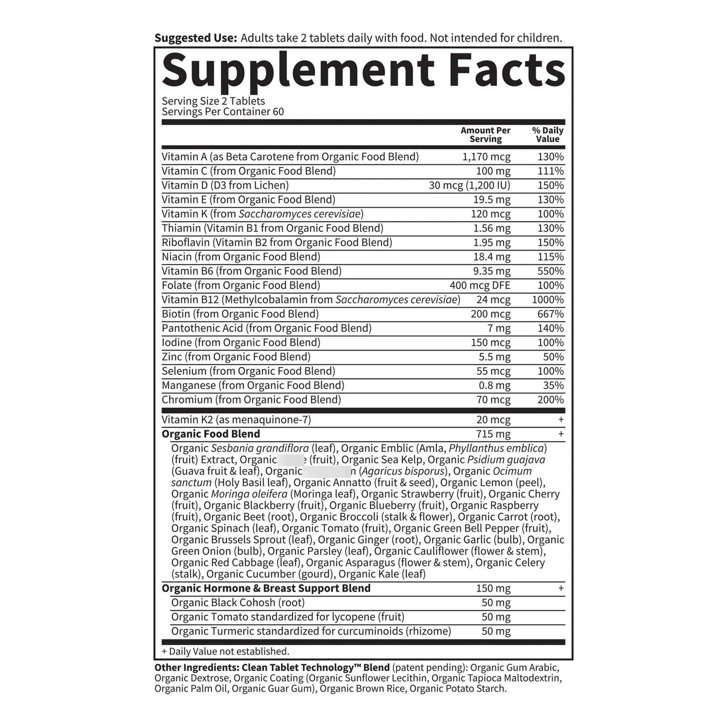 Multivitaminas Orgánicas Para Mujeres Mayores De 40 Años My Kind Organics 120 Tabletas