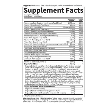 Multivitaminas Orgánicas Para Mujeres Mayores De 40 Años My Kind Organics 120 Tabletas