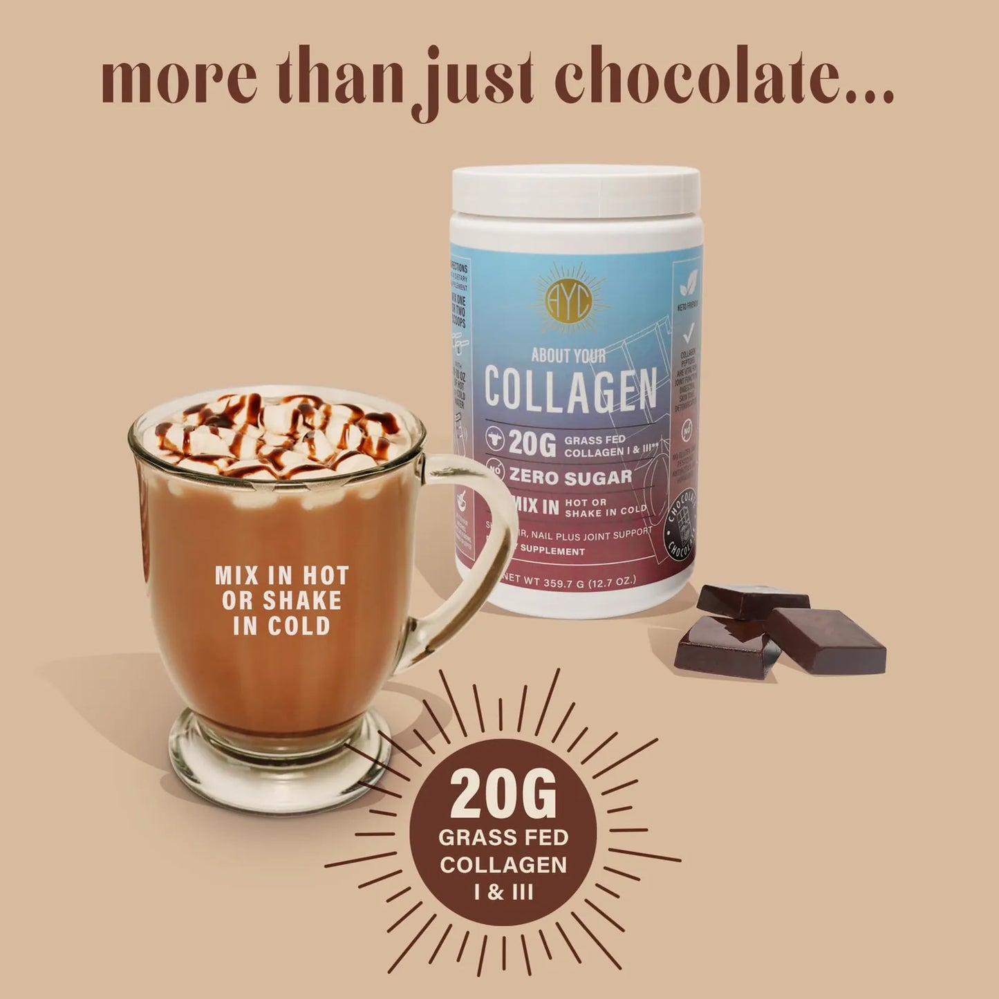 Péptidos De Chocolate En Polvo Colágeno Hidrolizado Tipo 1 Y 3 Cabello Piel Uñas Huesos