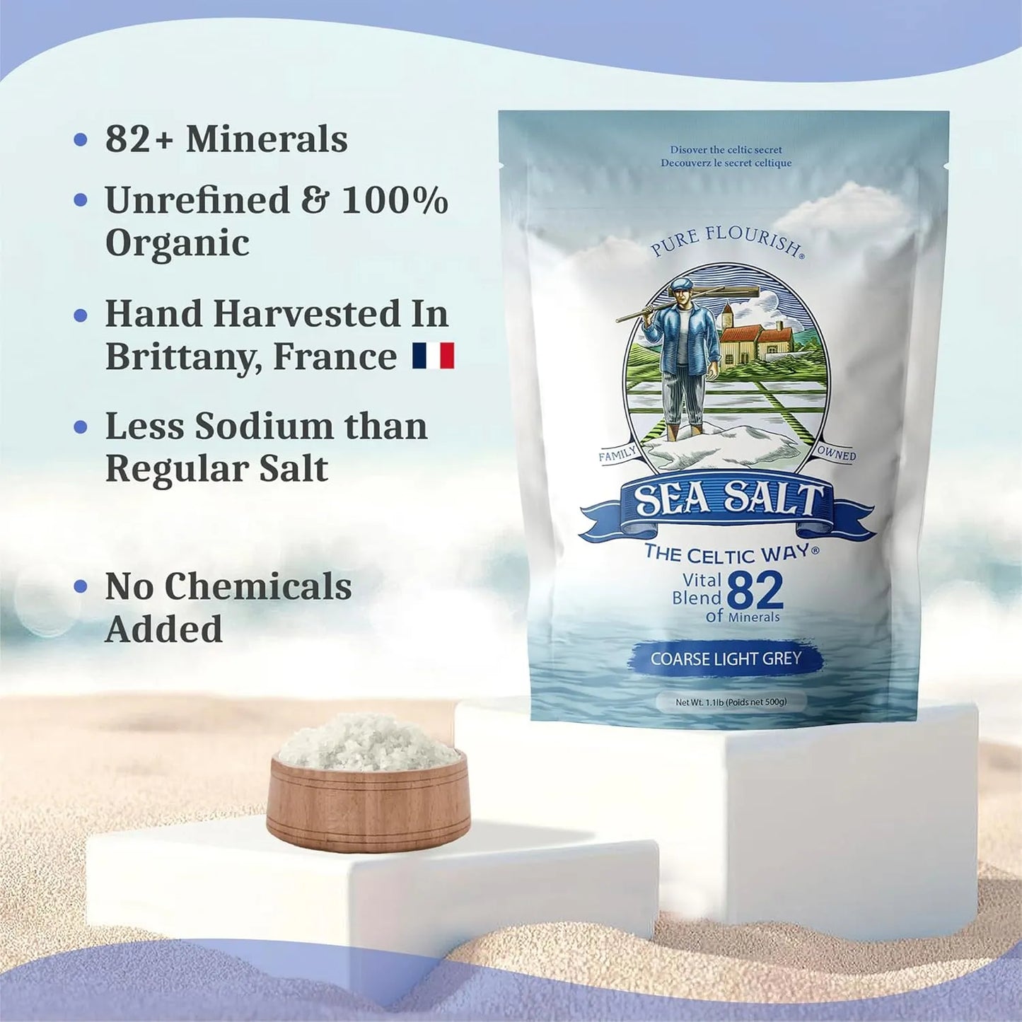 Sal Marina Orgánica Celta 500g Rica En 82 Minerales Esenciales