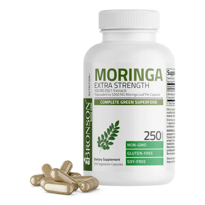 Moringa Oleifera 5000 Mg Extra Fuerza 250 Capsulas Superalimento Natural
