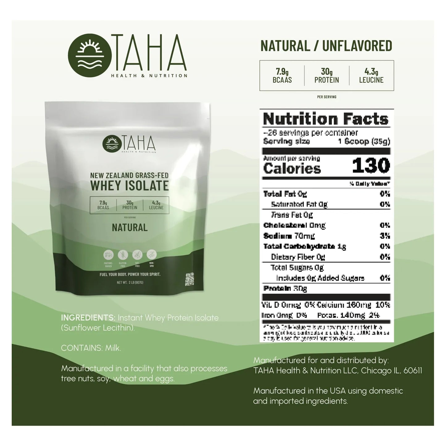 Proteína De Suero Aislada Natural 30 Gramos Bcaa 8 Gramos Leucina Sin Sabor