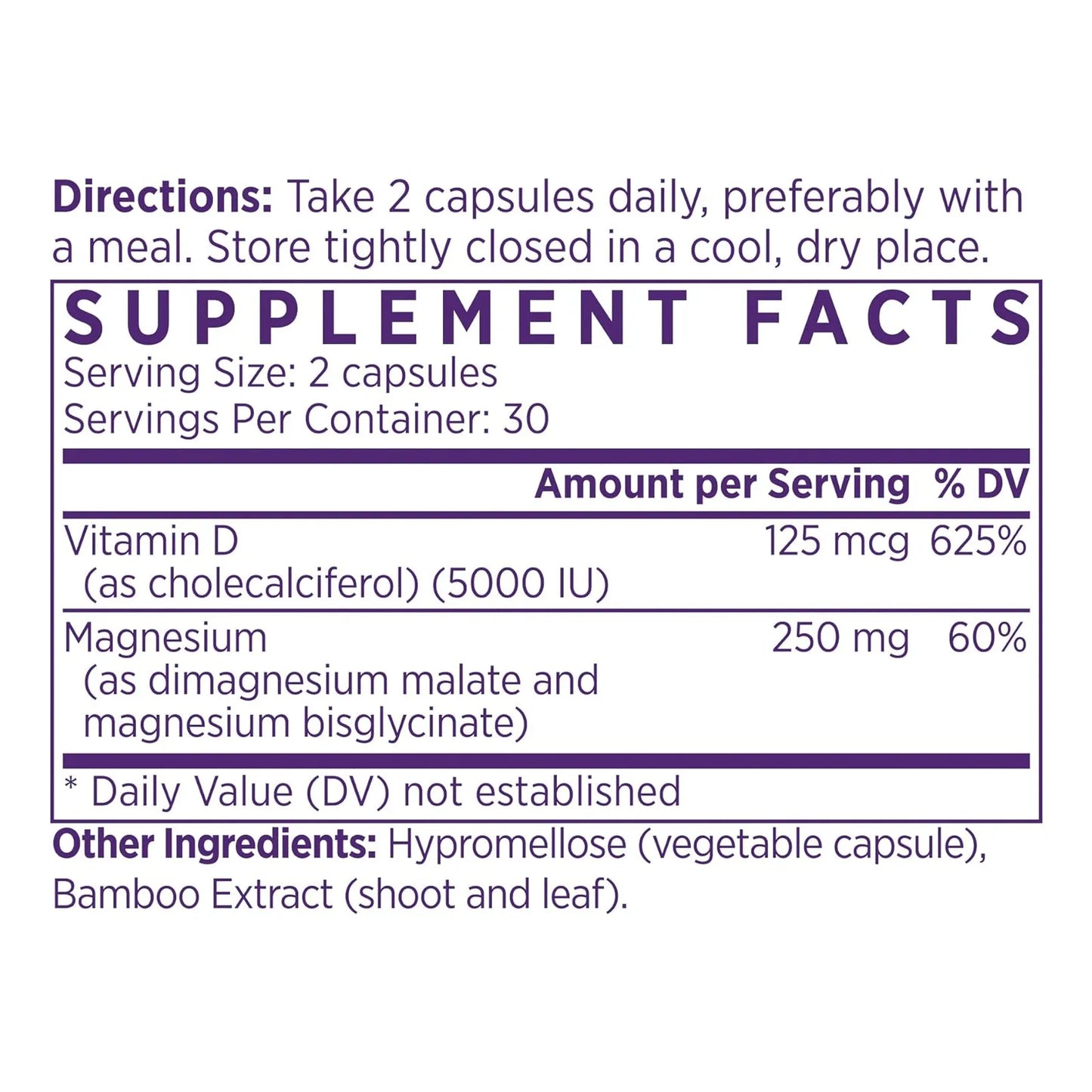 Magnesio Vitamina D3 5000 Ui Huesos Estado Animo 60 Caps Naomi