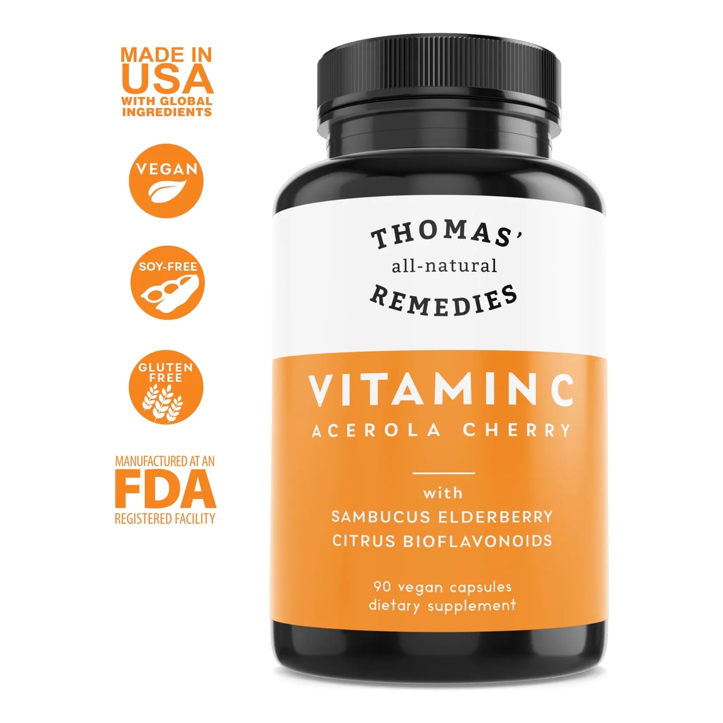 Vitamina C Natural Con Baya De Saúco Y Bioflavonoides Cítricos 90 Cápsulas Veganas