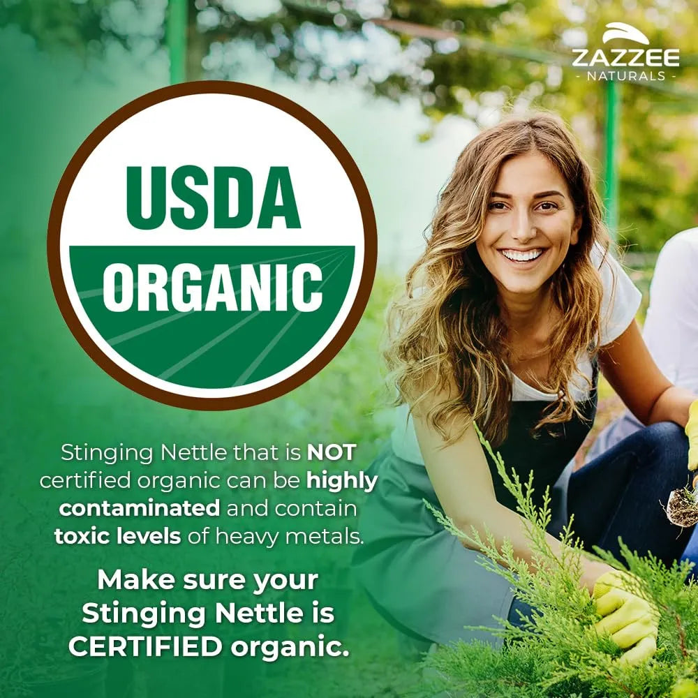 Extracto De Ortiga Orgánico 9000 Mg 120 Cápsulas Potencia 20X Certificado USDA