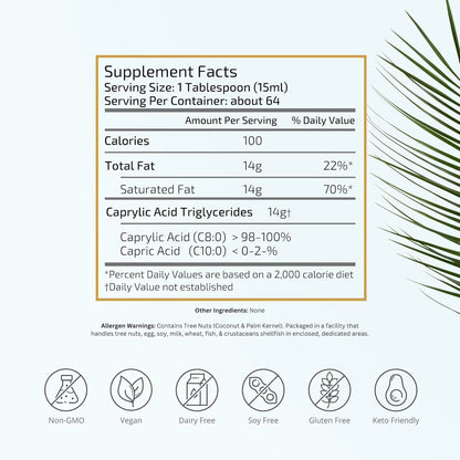 Aceite Mct C8 Puro 32 Oz Keto Paleo Energia Enfoque Vita Trading Co