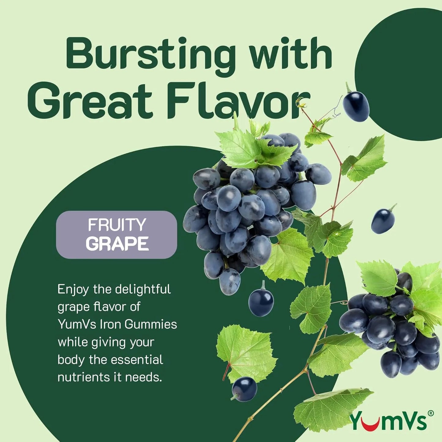 Gomitas De Hierro Adultos Sabor Uva Con Vitamina C YUM-V Suplemento Nutricional