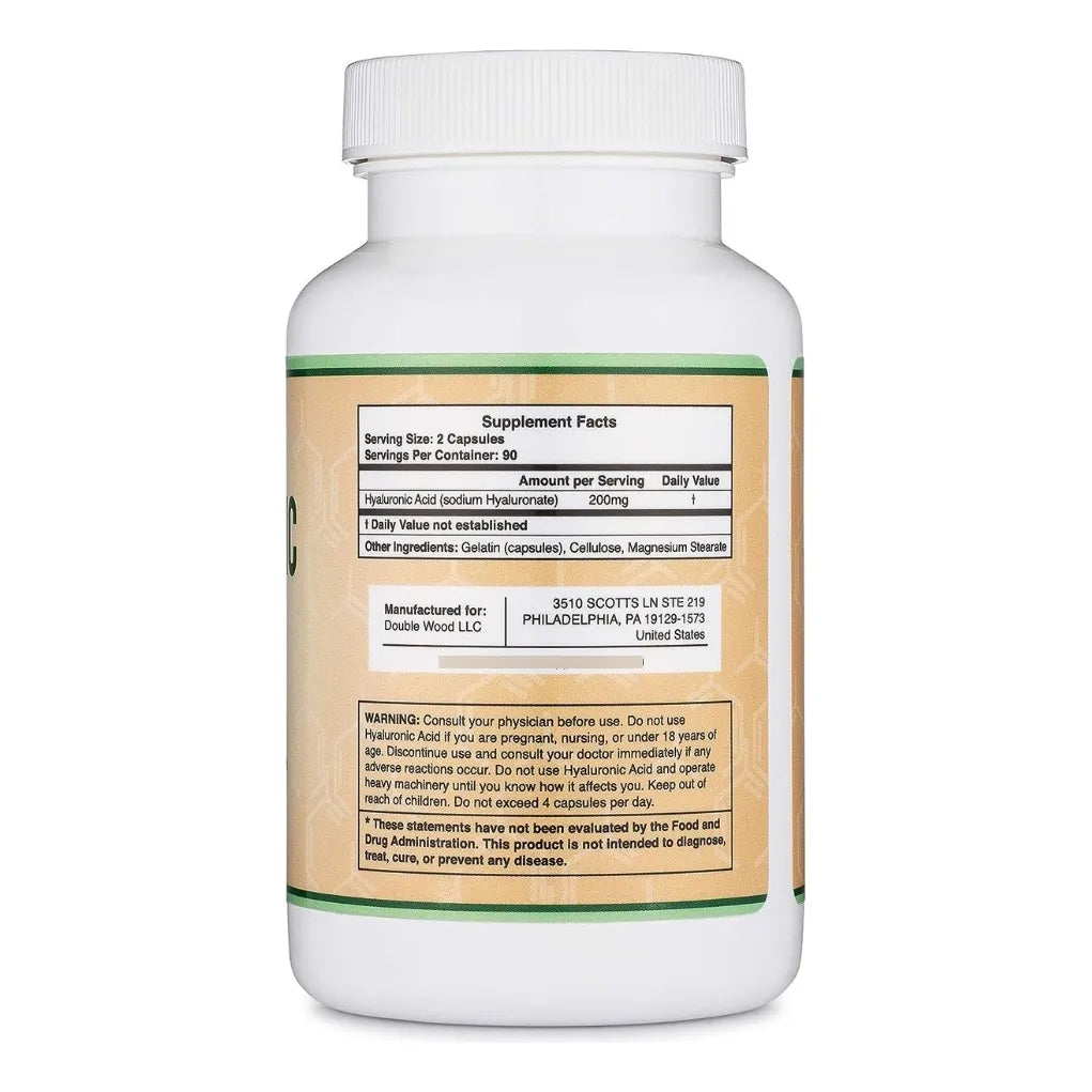 Ácido Hialurónico 200mg 180 Cap Double Wood - Imagen 3