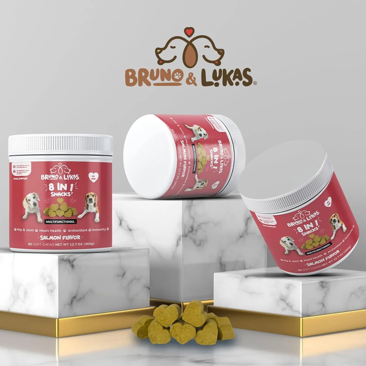 Multivitaminas Para Perros 8 En 1 Con Glucosamina Y Omega Sabor Salmon