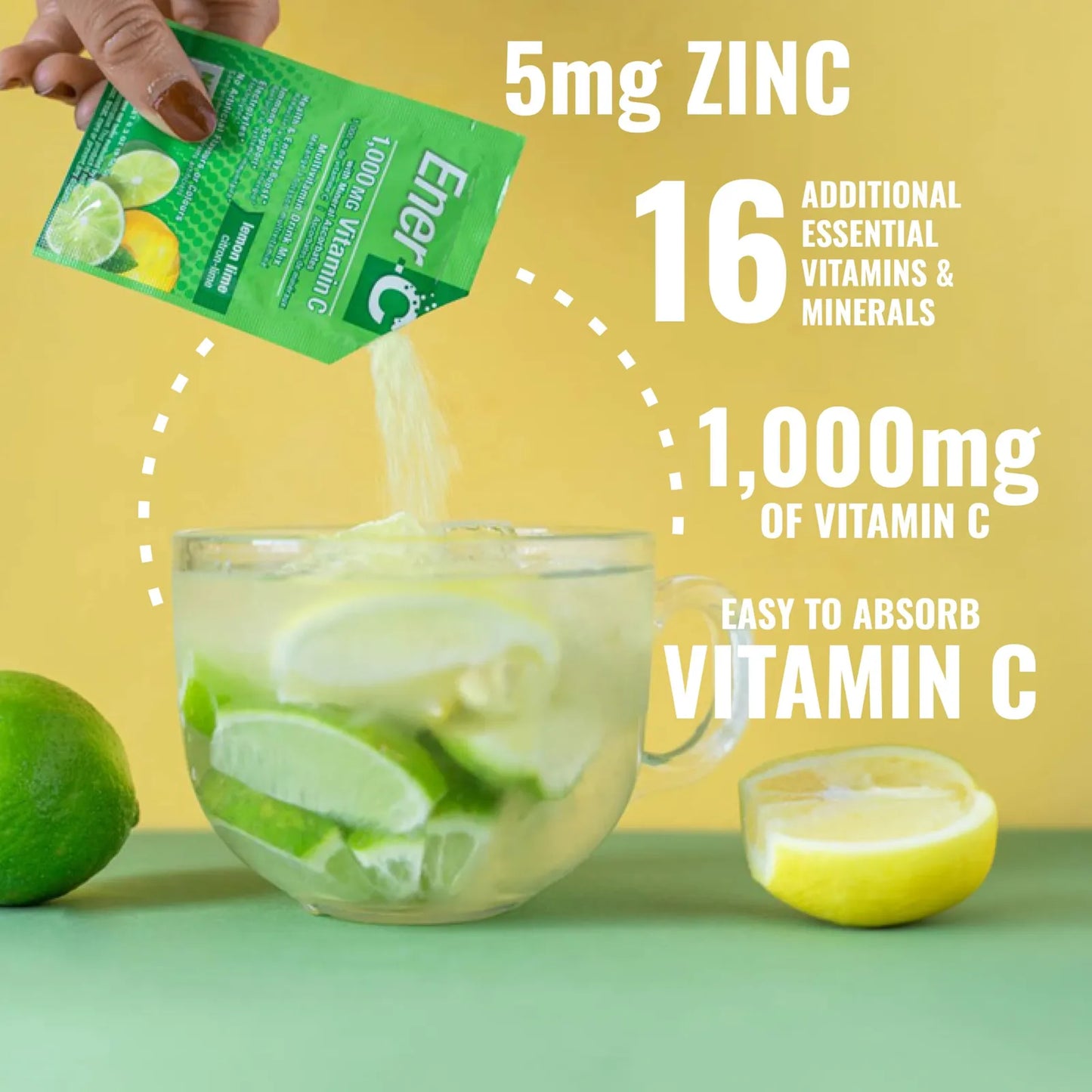 Mezcla Multivitaminica De Electrolitos Sabor Limon Con 1000 Mg De Vitamina C Vegana Sin Gluten