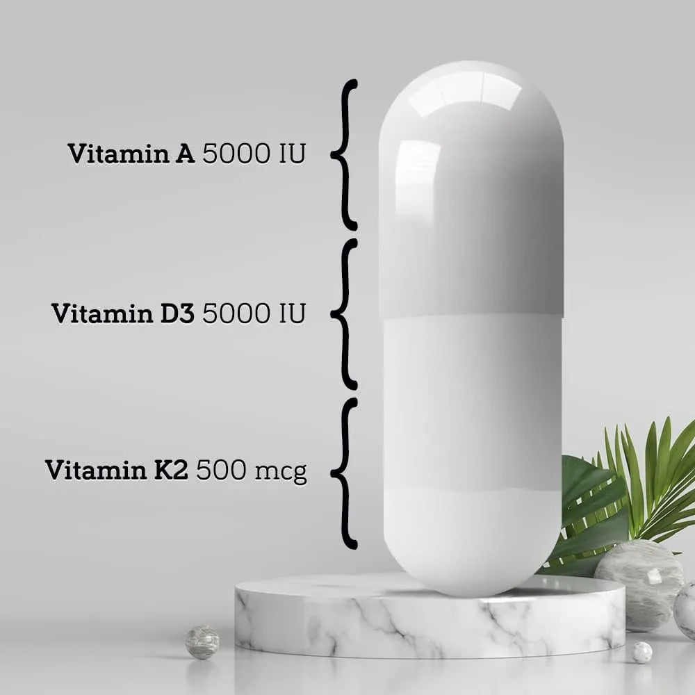 Vitamina ADK 90 Cápsulas Salud Ósea Cardíaca Absorción Calcio Vegano