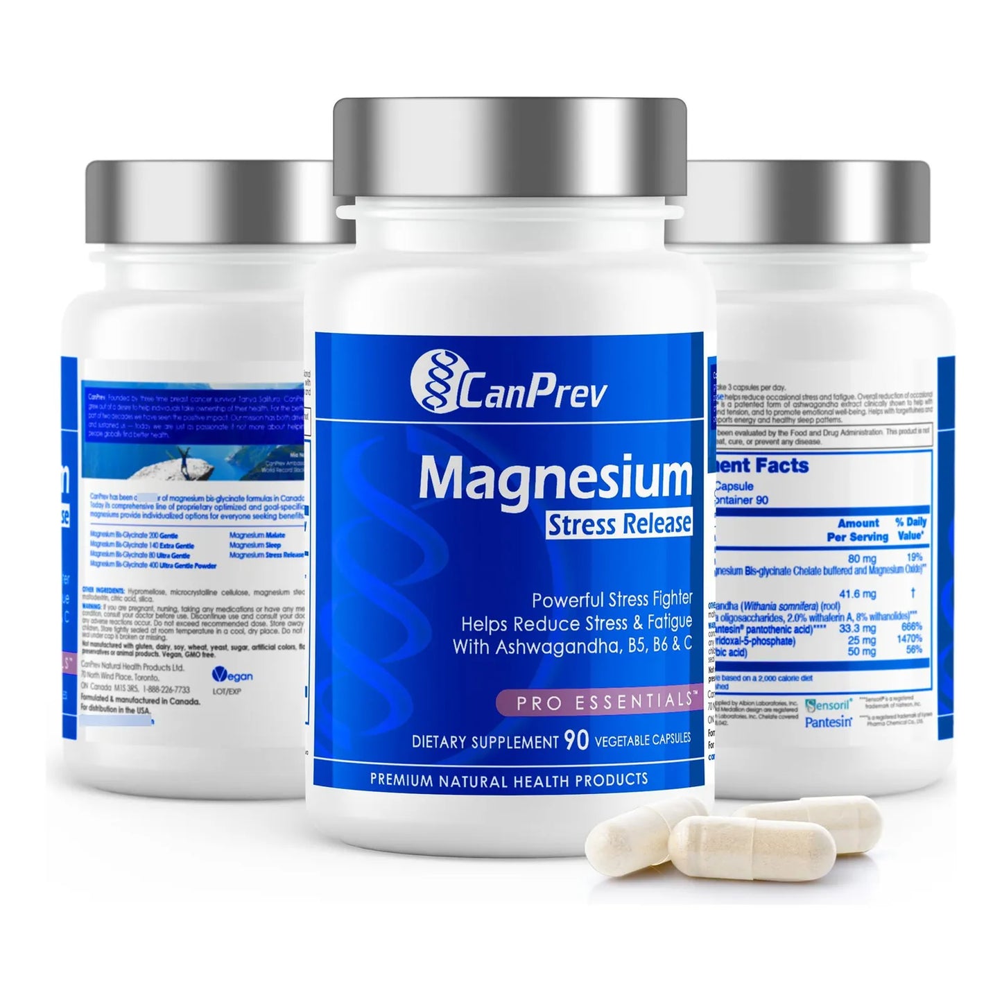 Bisglicinato De Magnesio Con Ashwagandha B5 B6 Vitamina C 90 Capsulas Sueño Reparador Energia