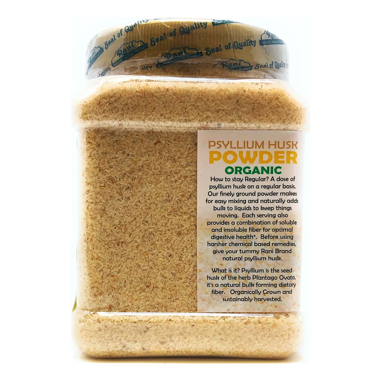 Polvo De Cascara Entera De Psyllium Organico 9.8 Onzas Fibra Natural Vegano Sin Gluten