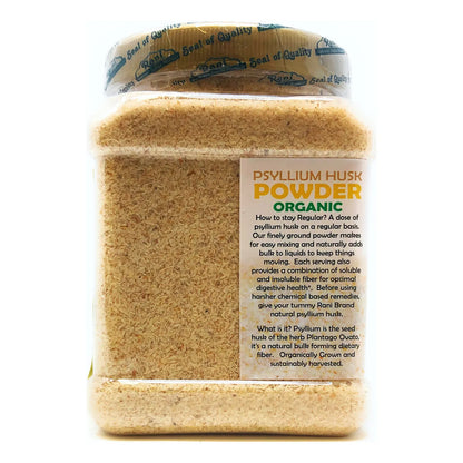 Polvo De Cascara Entera De Psyllium Organico 9.8 Onzas Fibra Natural Vegano Sin Gluten