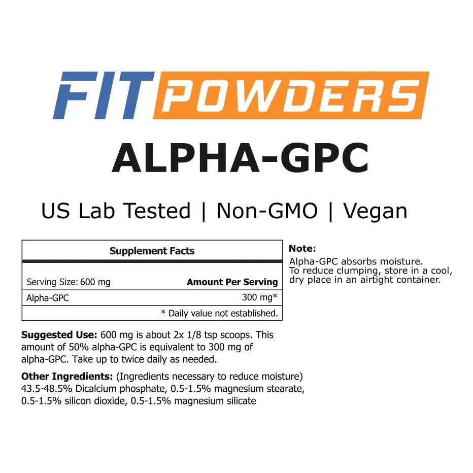 Alpha GPC Polvo 125g Enfoque Memoria Preentreno Vegano Sin Omg