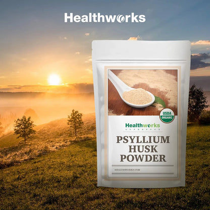 Polvo De Cascara De Psyllium Natural 454 Gramos Healthworks Para Digestión Y Bienestar