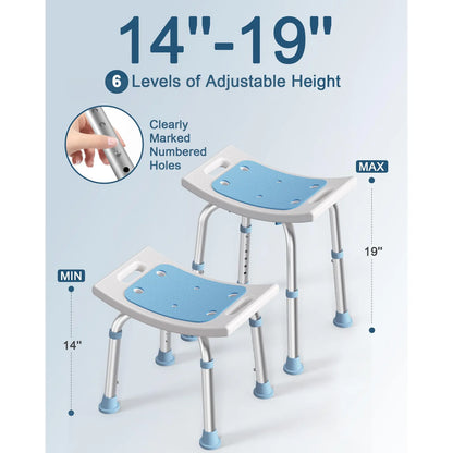 Silla De Ducha Ajustable Soporta 400 Libras Con Pies Antideslizantes