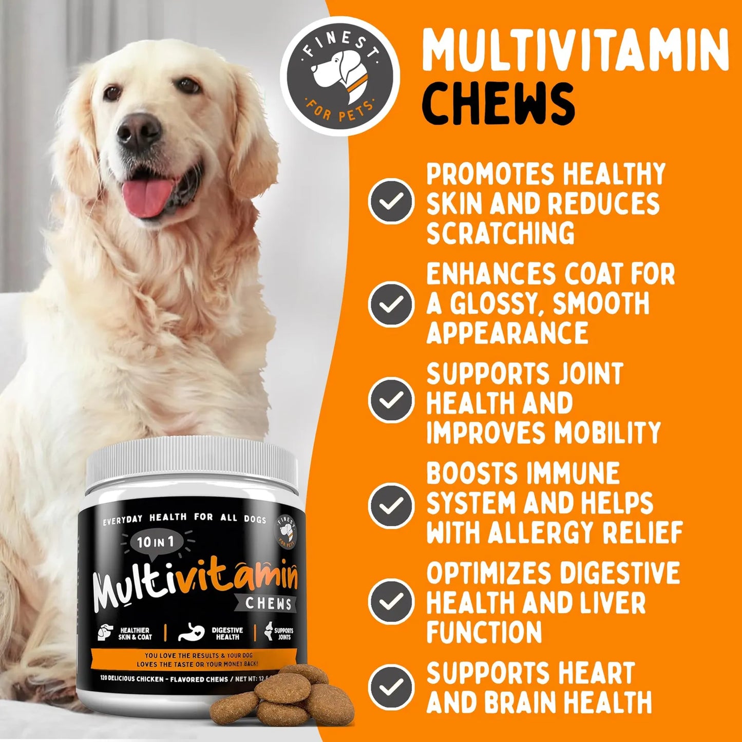 Golosinas Masticables Multivitamínicas 10 En 1 Para Perros Salud Articulaciones Y Piel