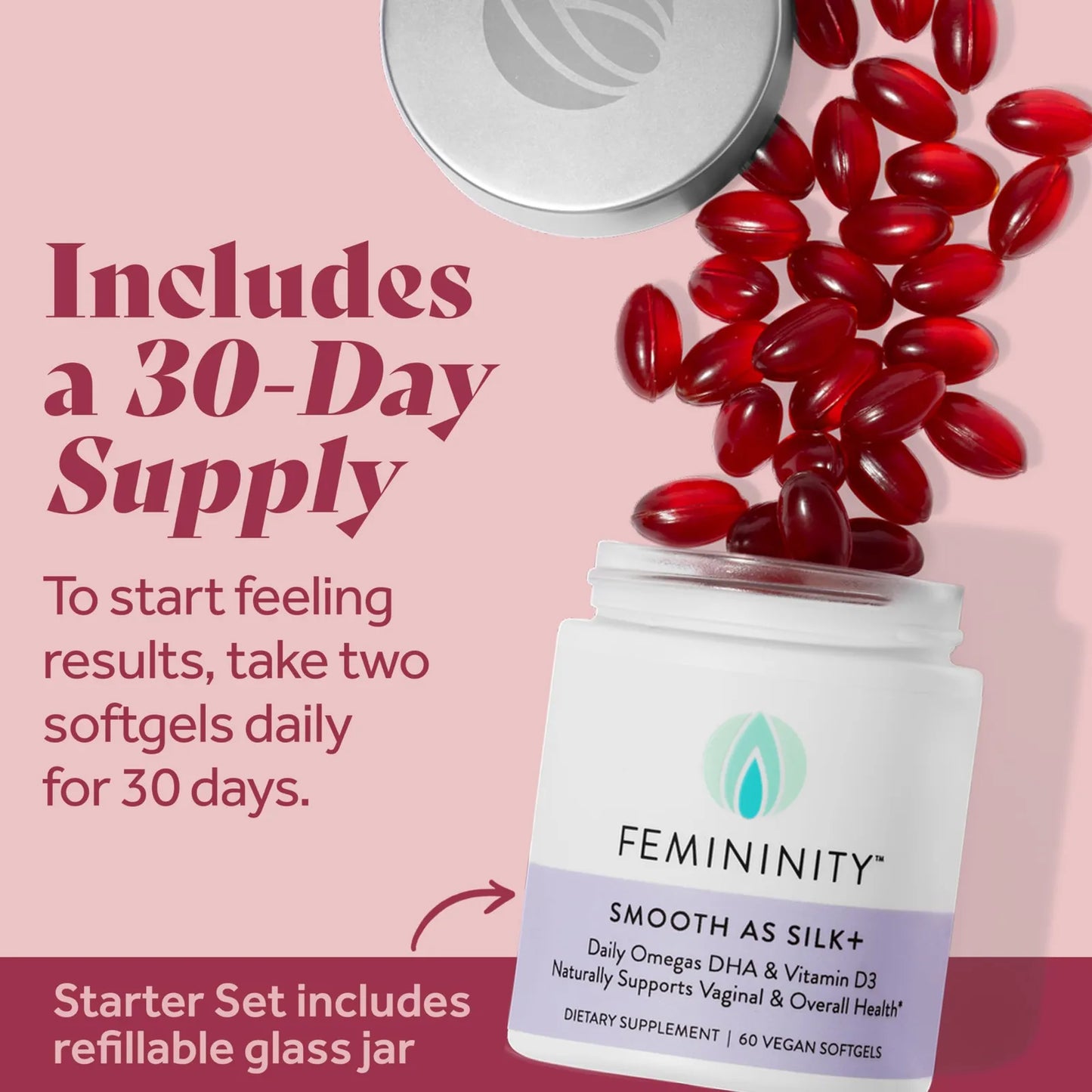 Kit 30 Días Hidratación Vaginal 60 Cápsulas Aceite Espino Amarillo Vitamina D3