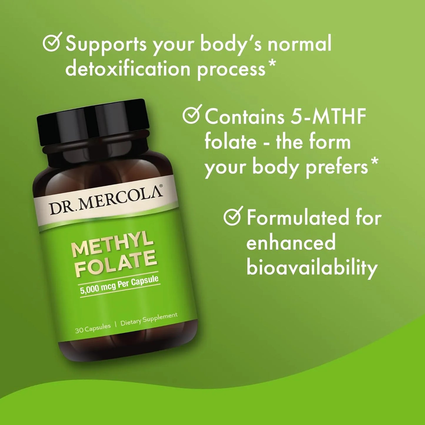 Folate De Metilo 30 Capsulas Dr Mercola Suplemento Dietetico Sin Gluten Ni Soya