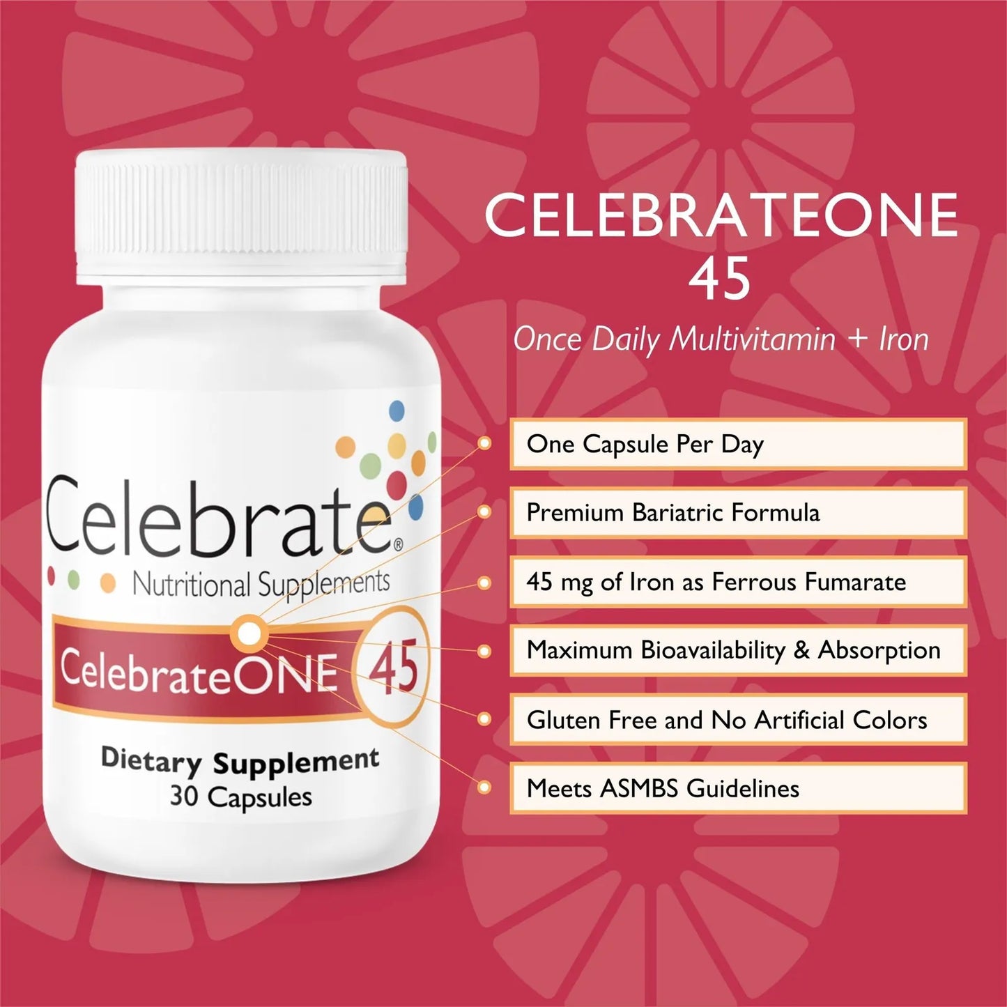 Multivitaminico Bariatrico CelebrateOne 45 Mg Hierro 30 Capsulas Suplemento Postcirugia