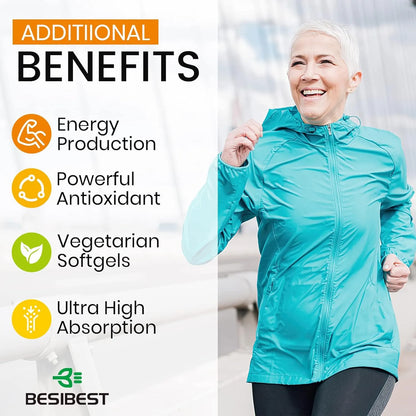 Cápsulas Blandas Ubiquinol CoQ10 1000 Mg Alta Absorción Vegano Corazón Energía