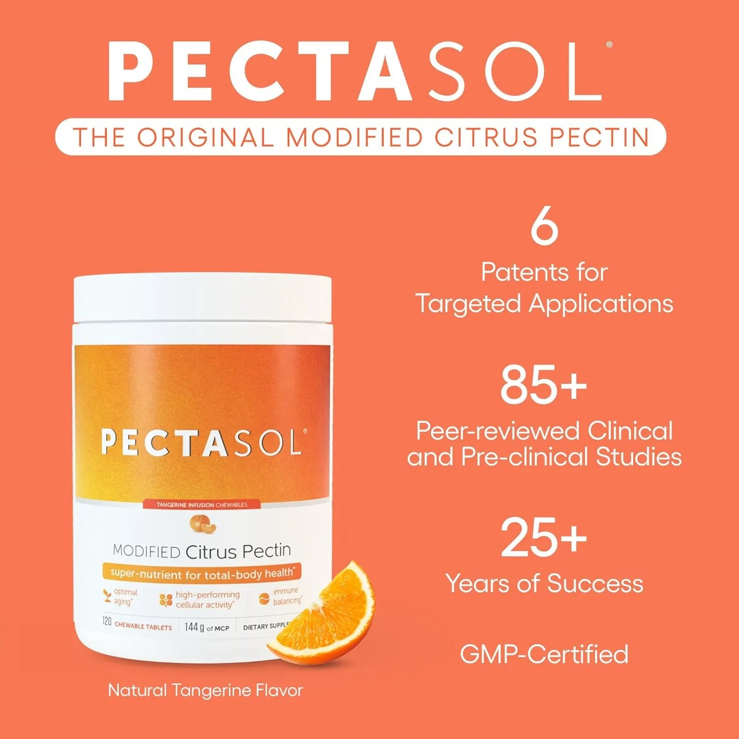 PectaSol Pectina Citrica Modificada 120 Tabletas Salud Celular Y Longevidad