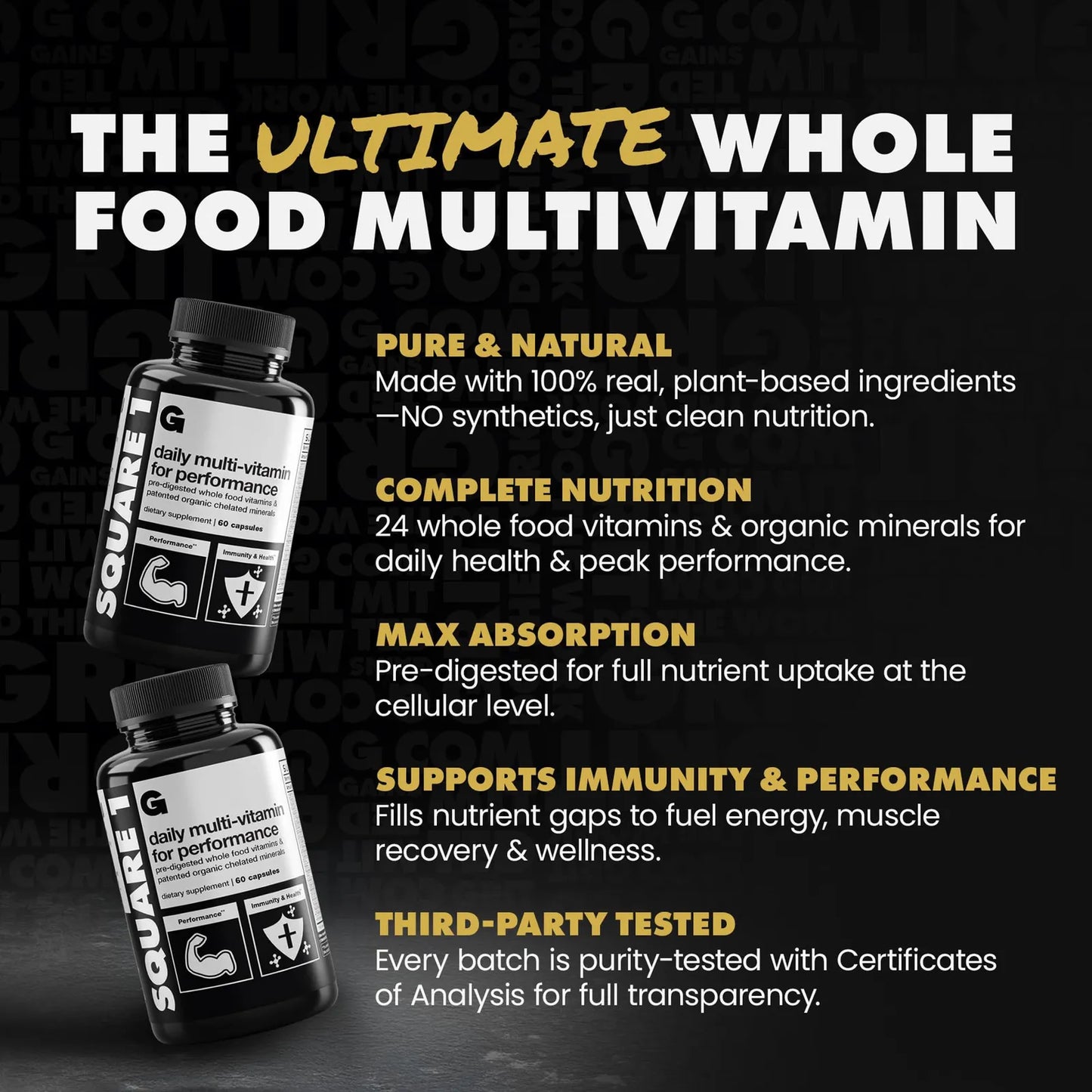 Multivitaminico Y Mineral Gains In Bulk Square 1 Con Enzimas Digestivas Para Mujeres Y Hombres
