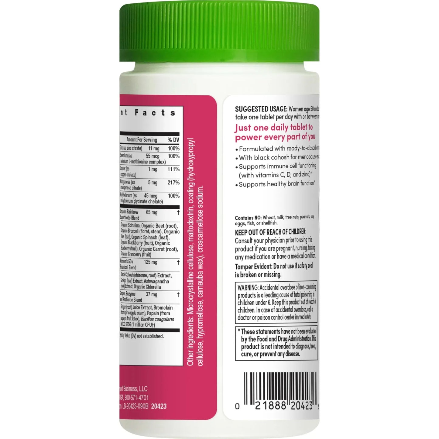 Multivitaminico Rainbow Light One 50 Mujeres 50 Plus Con Probioticos Vitamina C D Zinc