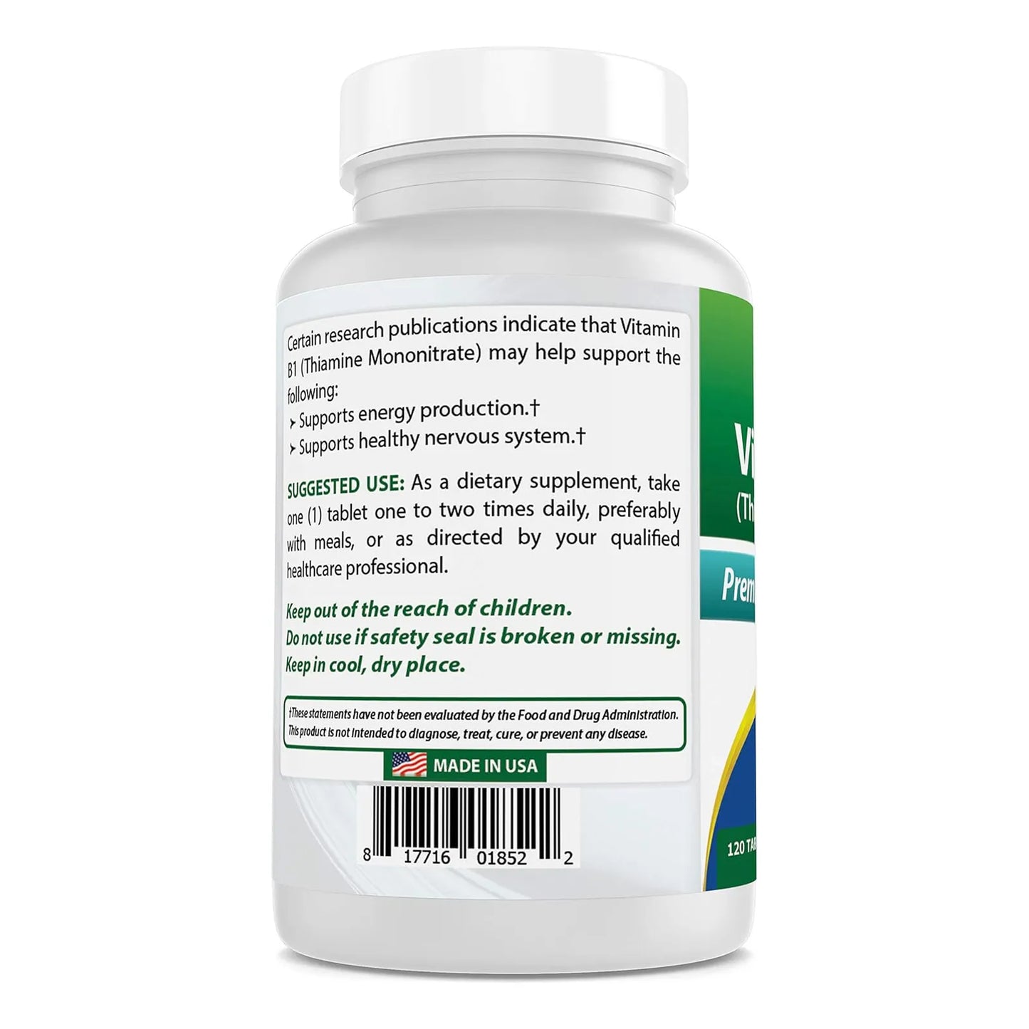 Vitamina B1 Mononitrato De Tiamina 500 Mg 120 Tabletas Energia Y Bienestar
