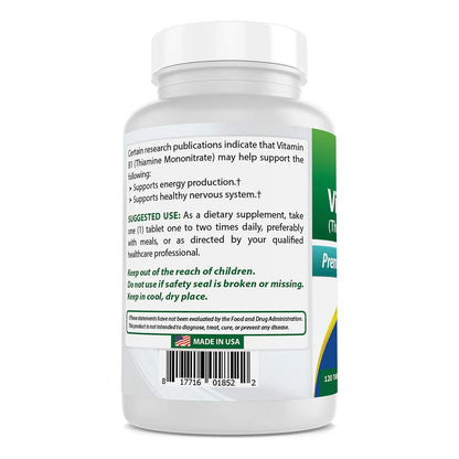 Vitamina B1 Mononitrato De Tiamina 500 Mg 120 Tabletas Energia Y Bienestar