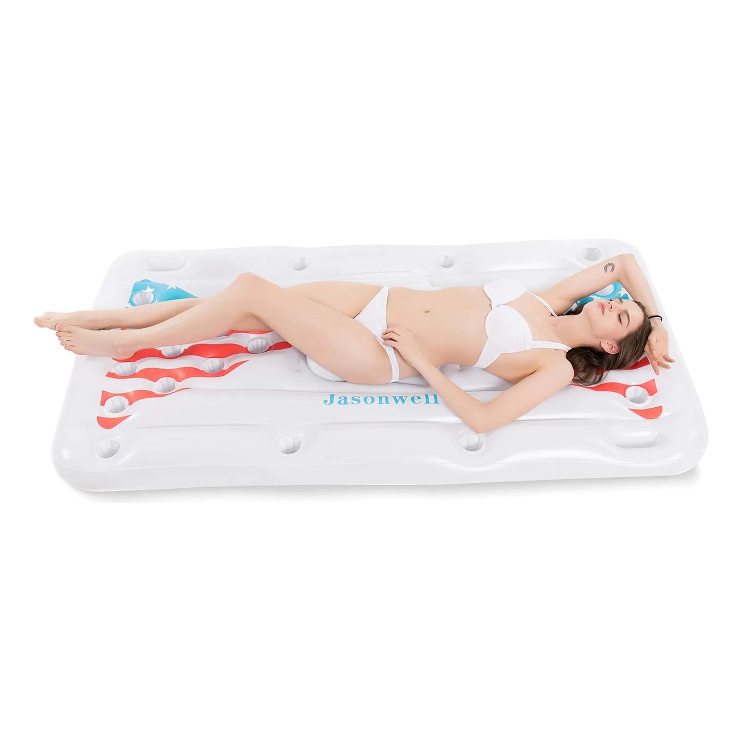 Jasonwell Inflatable Pong Pool Float Mesa De Beer Pong Flotante Con Enfriador Y Accesorios