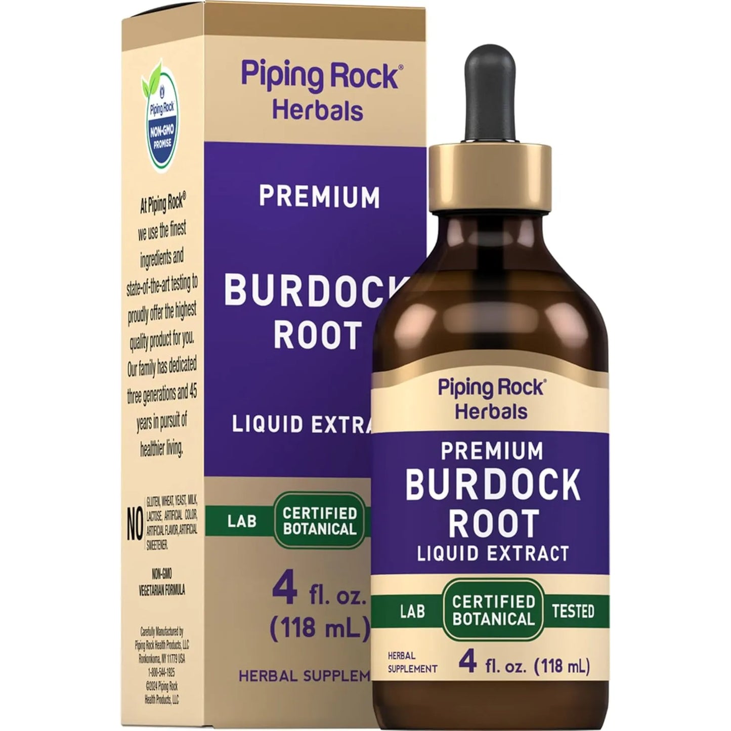 Extracto De Tintura De Raiz De Bardana 120ml Gotas Piping Rock