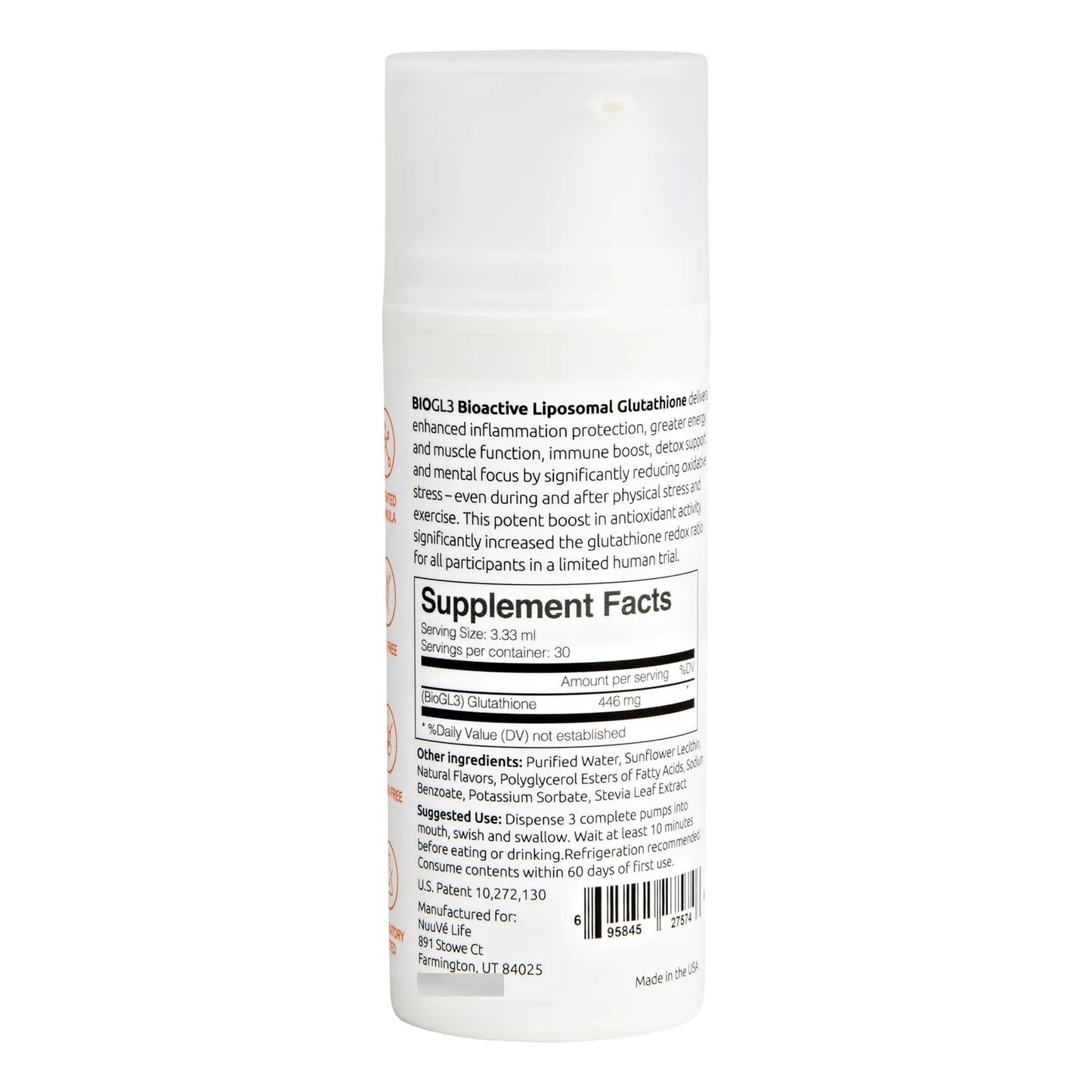 Glutatión Liposomal Bioactivo 446 Mg Absorción Rápida Potente Antioxidante